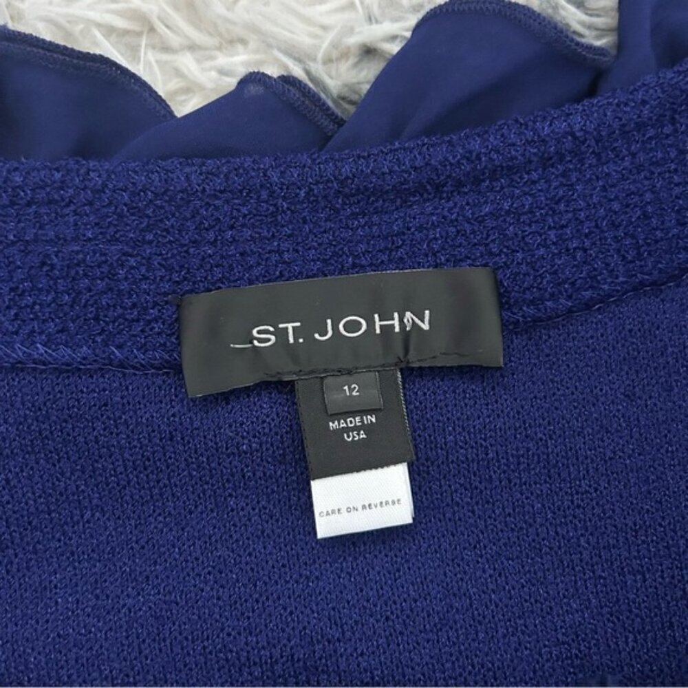 St. John Knit Duster With Silk Ruffles - Picture 10 of 11
